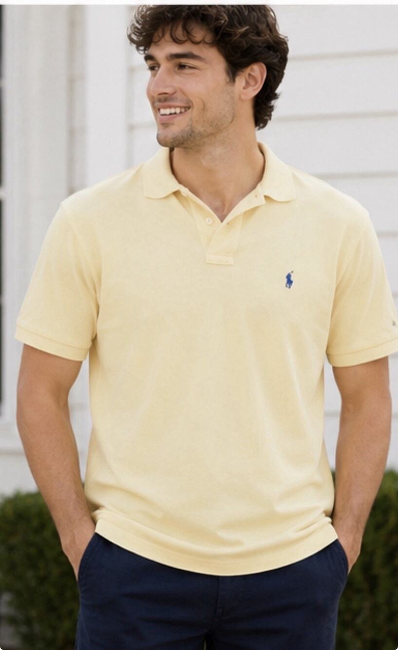 Polo Ralph Lauren Polo Shirt Yellow Pony Logo Men’s XL Cotton
